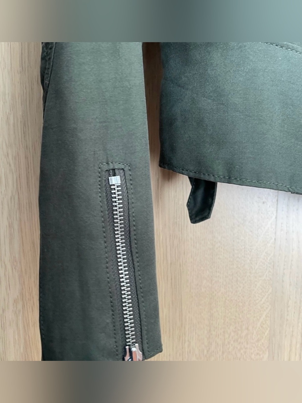 Club Monaco  Karpri Olive Green 
Moto Jacket Asymmetric Zip Biker
Coat  Sz S EUC - Picture 7 of 13